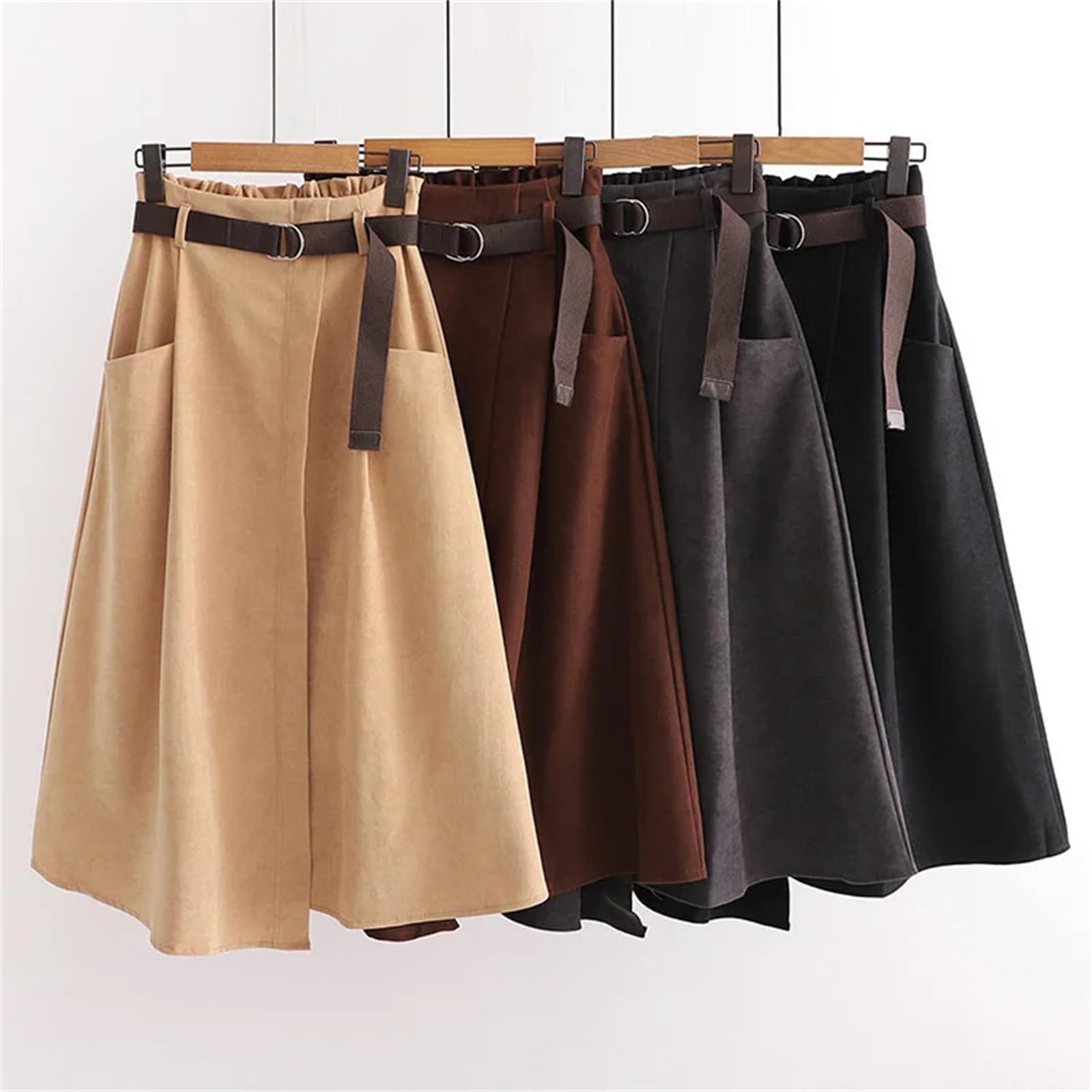 Donne Estate Moda Tinta unita Vita Alta Casual A-Line Mid-Polpaccio Irregolare Gonne Femminile