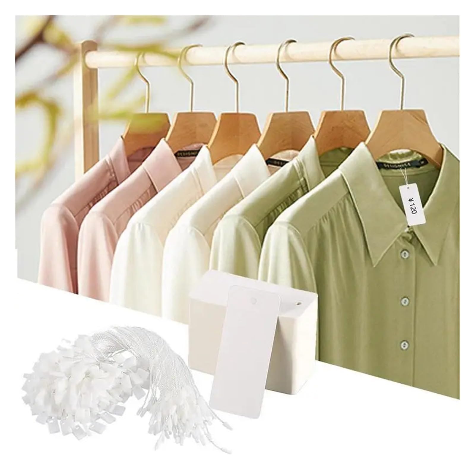 Lot de 600 étiquettes de prix avec ficelle attachée - 200 étiquettes vierges en papier cartonné inscriptible pour marquage des marchandises