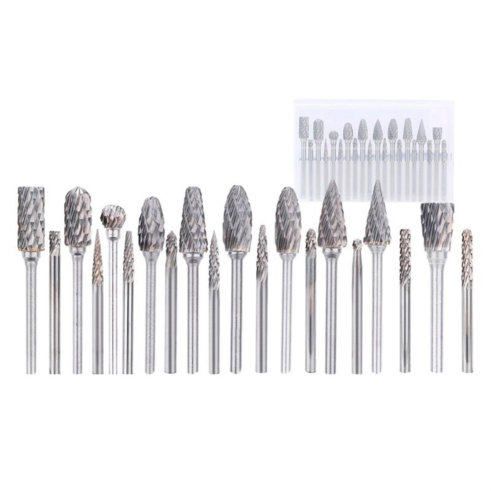 Pilniki obrotowe z twardego metalu, 20 sztuk, trzpień 3 mm, podwójne cięcie, zestaw bitów obrotowych, elektryczna obróbka drewna, 3 x 6 mm, 3 x 3 mm