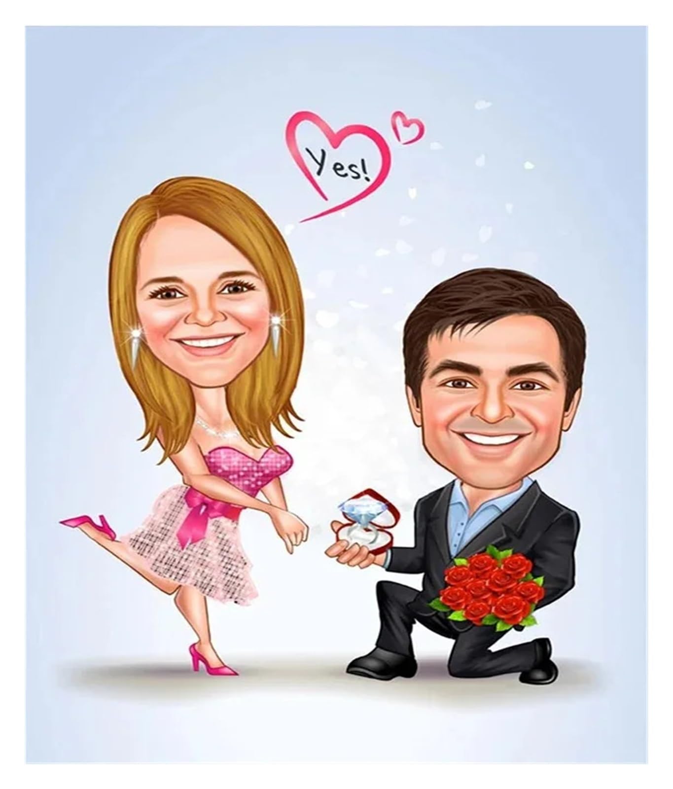 Impresión personalizada de pareja en canvas contra paredes vacías de boda