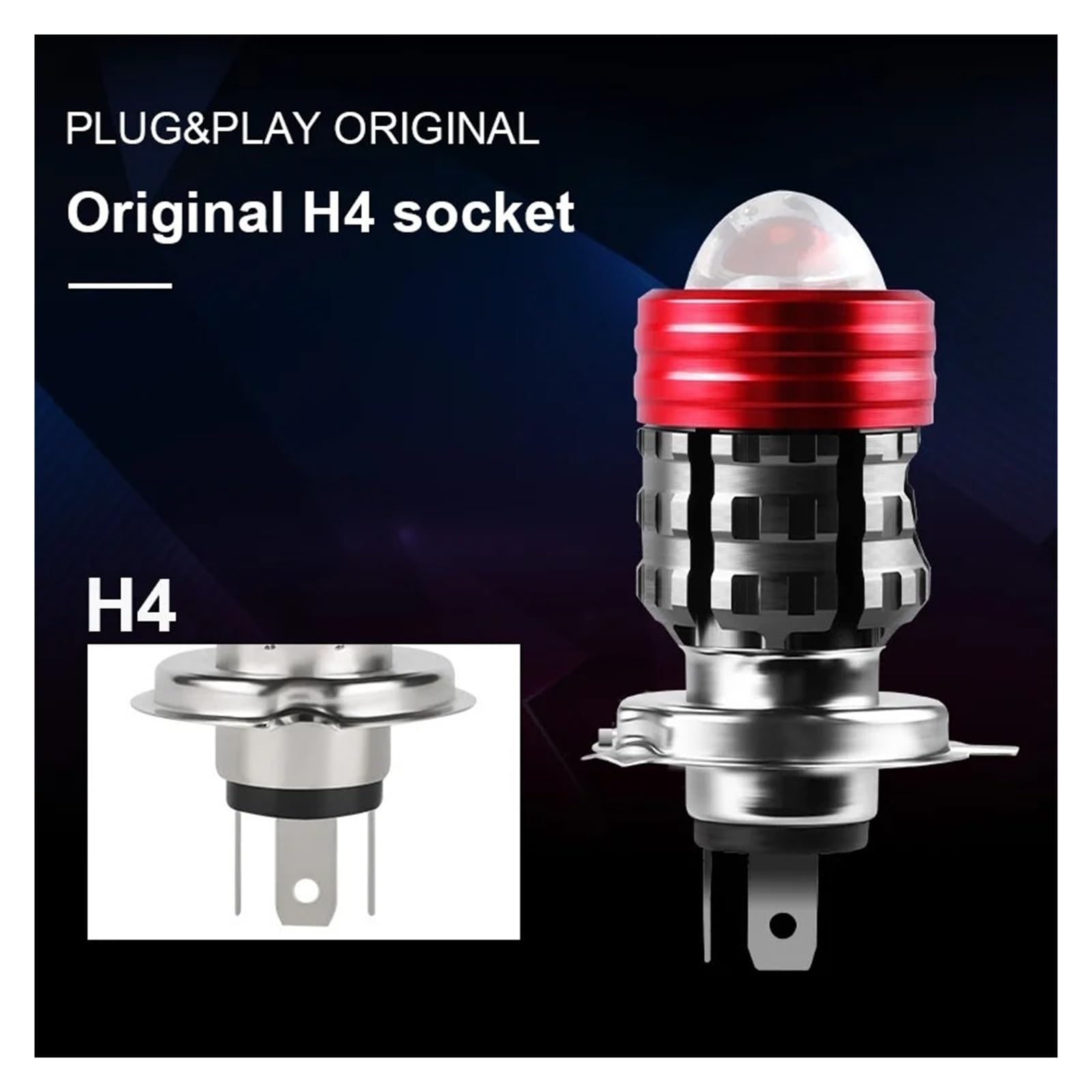 ESPYN Phares Moto Phare Moto H4 LED H6 BA20D Feu Antibrouillard Blanc Jaune Faisceau Hi Lo Pour Scooter(2pieces H4 A)
