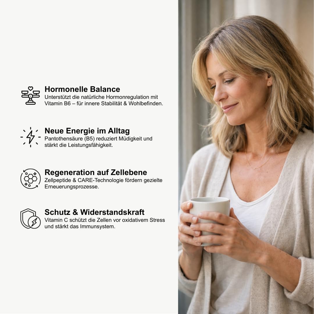 FemVital Trinkampullen – Hormonbalance & Energie für die aktive Frau – Unterstützt hormonelle Regulation, reduziert Müdigkeit & Stress – mit CARE-Technologie & Zellpeptiden – Vermonde, 8x5 ml