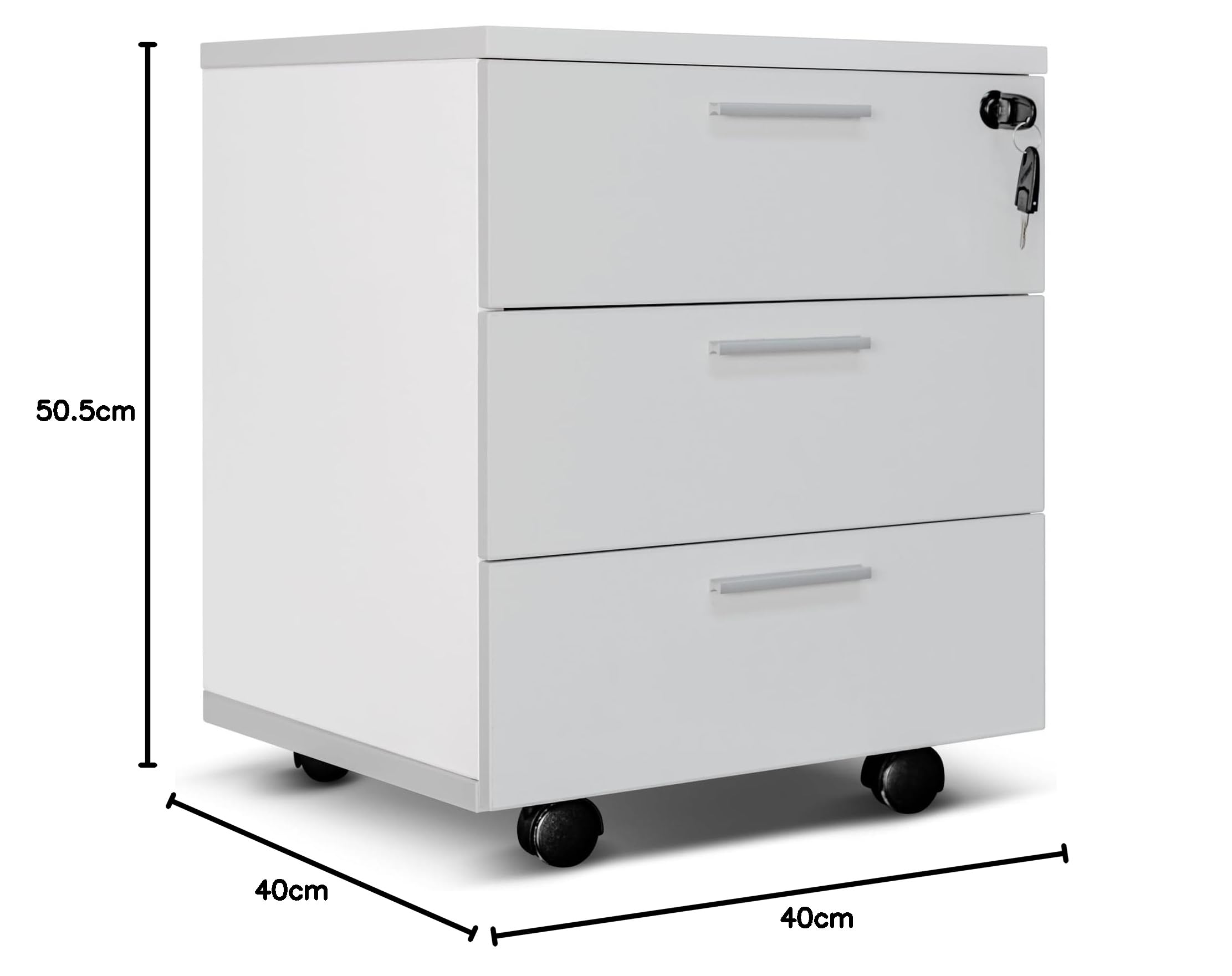 Cassettiera da Ufficio con Rotelle, Mobile con Tre Ampi Cassetti - Già Montata, Elegante e Pratica Soluzione per Organizzare Documenti e Accessori nel Tuo Spazio di Lavoro (Grigio)