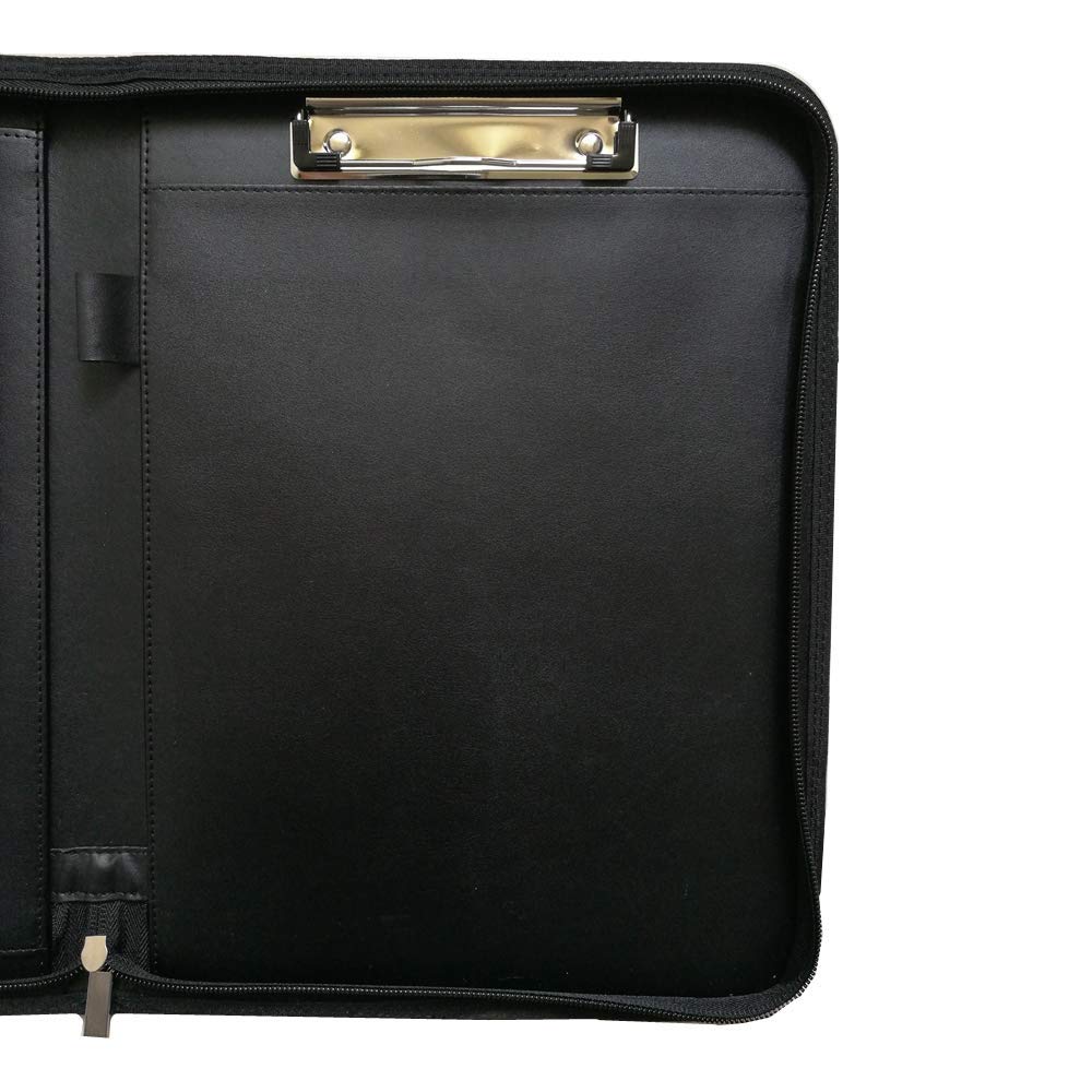 Porte-documents de format A4 en cuir synthétique avec fermeture Éclair et poignées marron