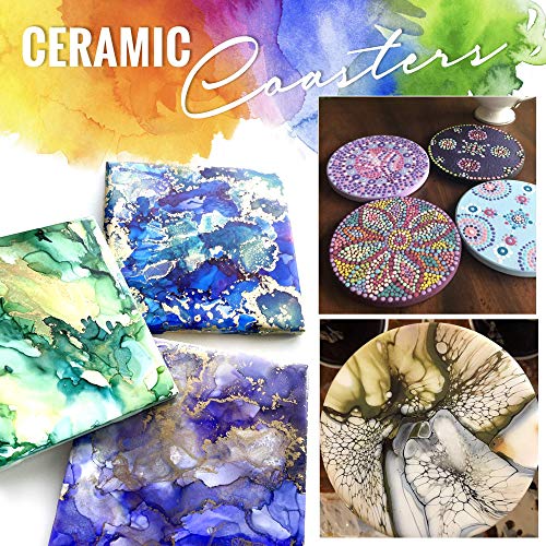 100 Pack Ceramic Tiles For Crafts Coasters, Round White Tiles Unglazed 4-Inches With Cork Backing Pads, For Alcohol Ink Or Acrylic Pouring, Diy Make Your Own Coasters, Mosaics, Painting Projects #TOP3