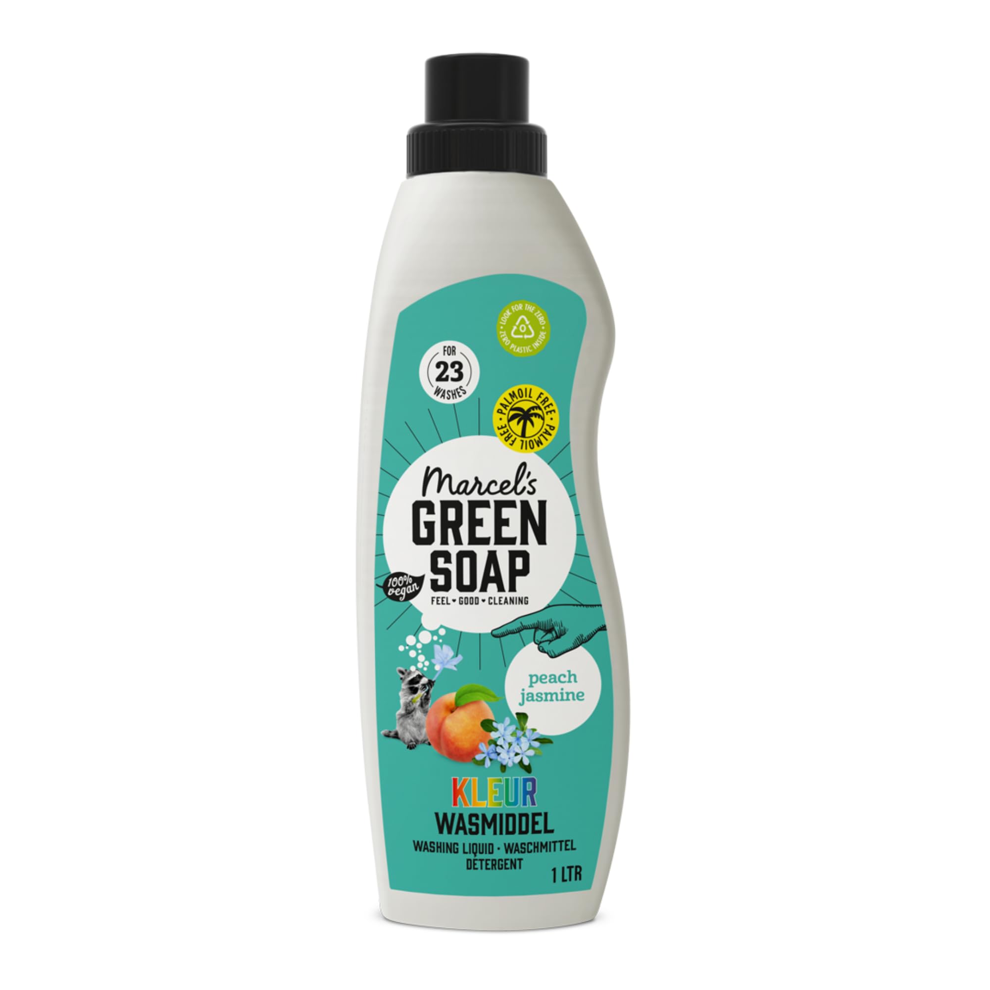 Marcel’s Green Soap - Colour Washing Liquid Peach & Jasmine - Laundry Detergent – Microplastic-free formula - Vegan – 100% recycled plastic bottle - Refillable - 23 washes - 1L