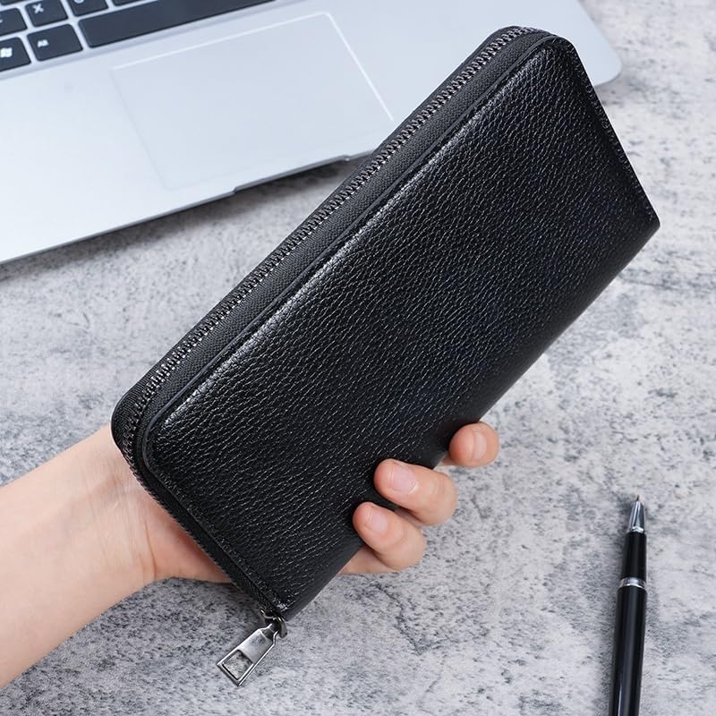 VIDI Pu Leather Long Wallet Men's Zipper Large Capacity