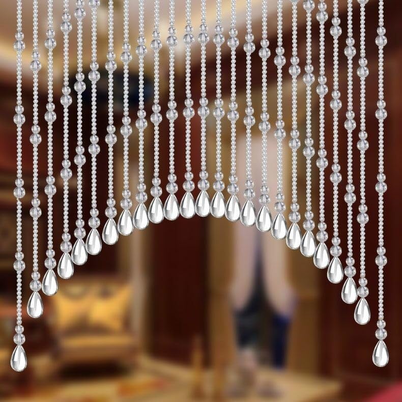 Rideau de perles de cristal pour portes et séparateur de pièce transparent