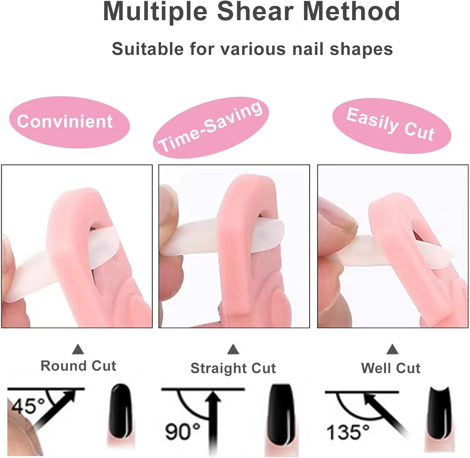 3pcs Professional Nail Tip Clipper Edge Cutter Adjustable Stainless Steel False Artificial Acrylic Fake Trimmer Manicure Pedicure Sharp Tool for Nailart Design Salon Home DIY Use (Purple,Green,Pink)