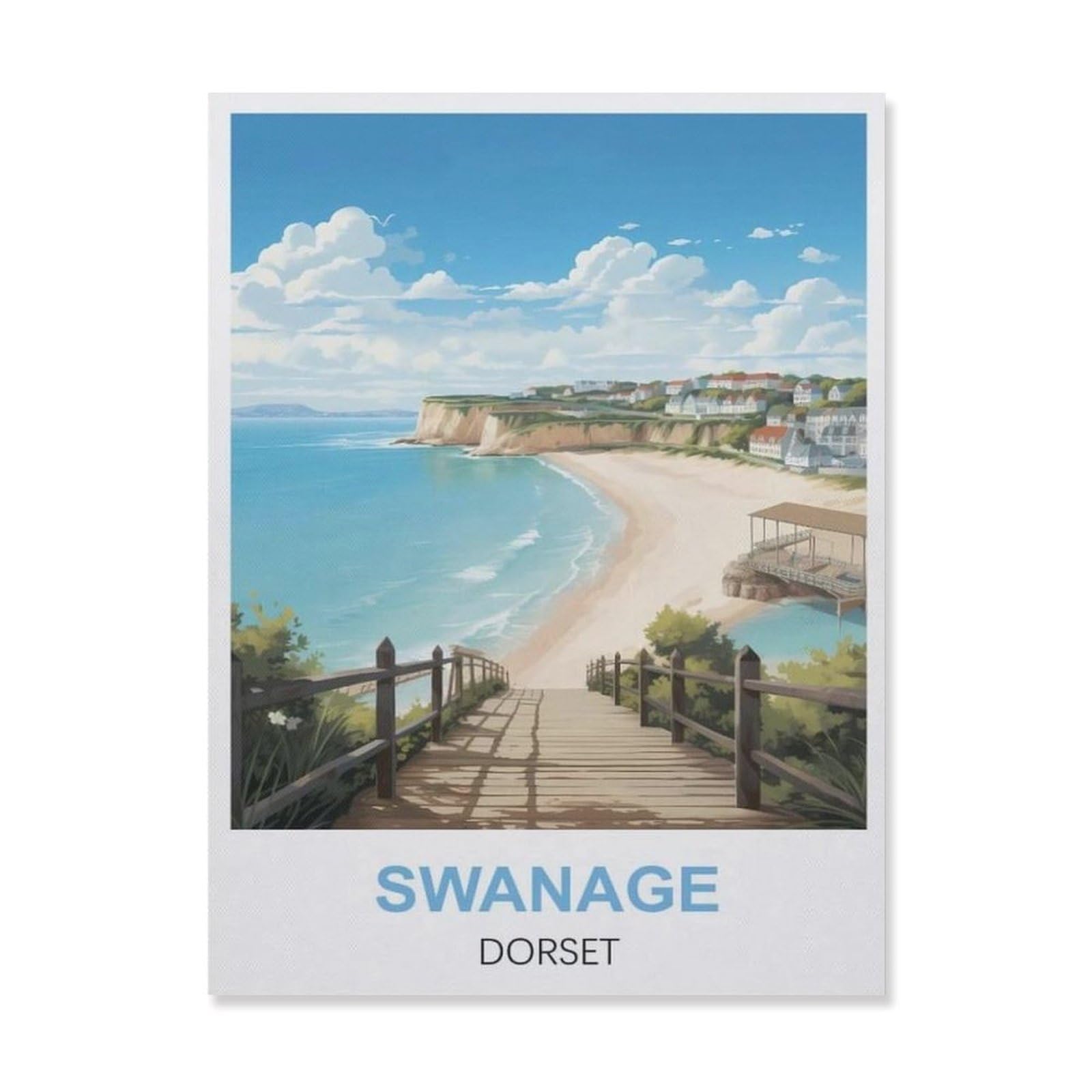 Vintage Metal Tin Sign，Swanage Dorset Beach(20x30cm）