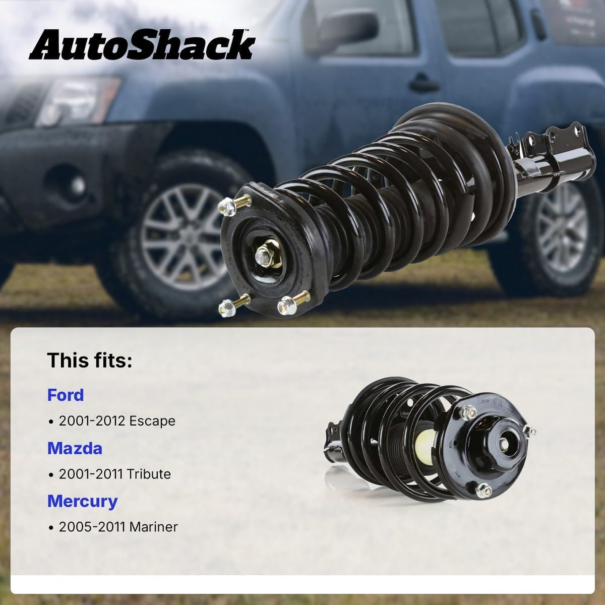 AutoShack Front Complete Strut & Coil Spring Right Replacement for 2001-2012 Ford Escape 2005-2011 Mercury Mariner 2008-2011 Mazda Tribute 2001-2006 Mazda Tribute 1-PC