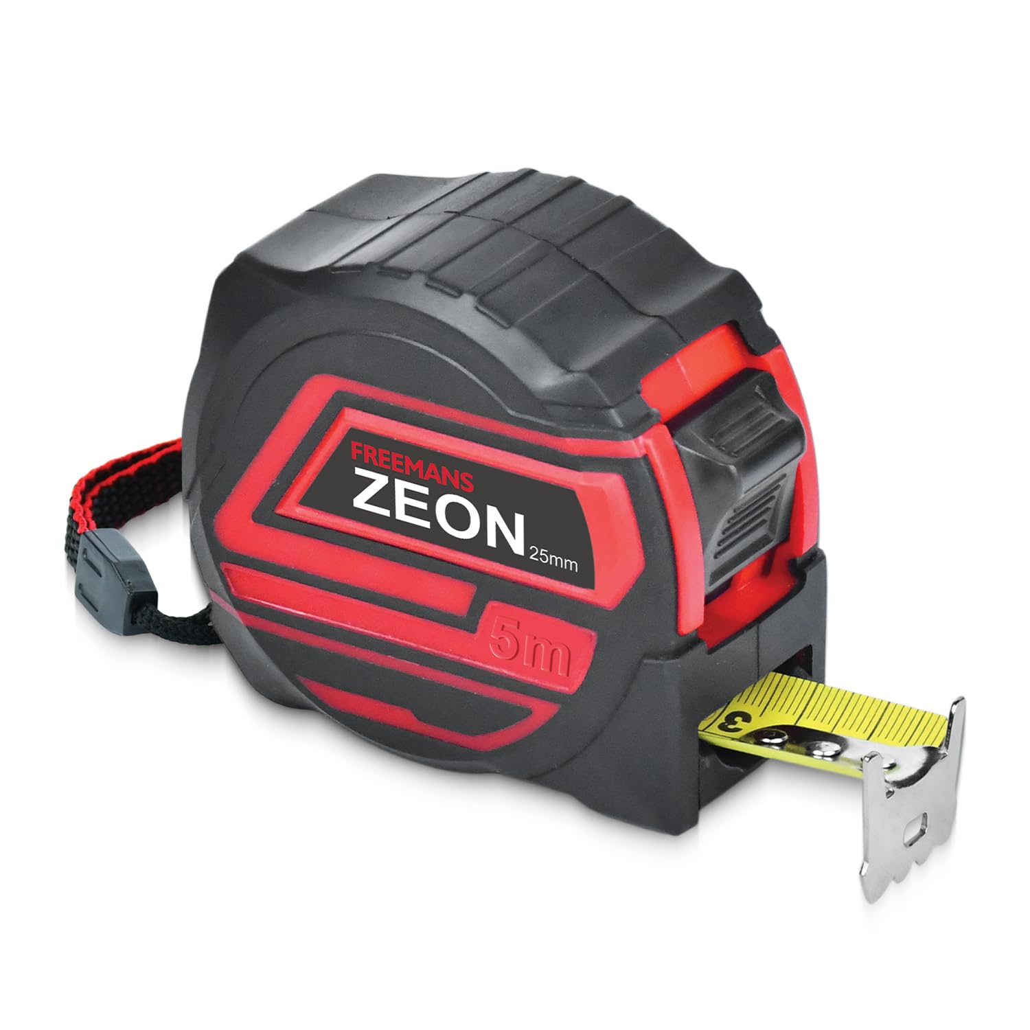 FREEMANS ZEON 5m:25mm Steel Inchi Pocket Measuring Tape - 5m with Non Slip Rubber covered ABS case | Click-Action Front Lock | Nylon Coating | Pause Button | Hand Strap and Belt-Clip-image-42