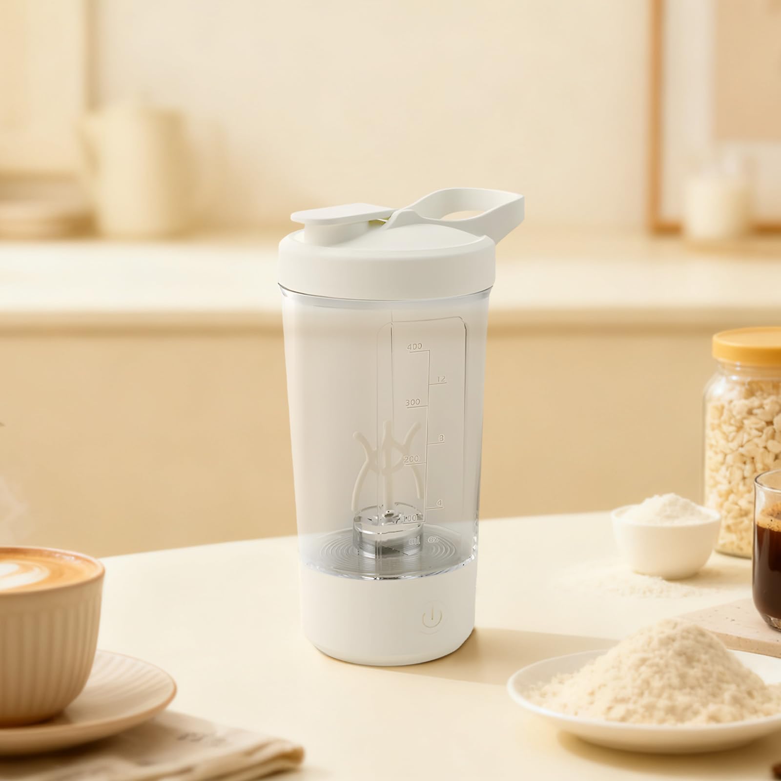 Elektrischer Protein Shaker, Tragbarer Mixerbecher mit Skala, Lebensmittelechte Materialien, Ein-Knopf-Mischung, ideal für Proteinshakes und Pre-Workout-Getränke