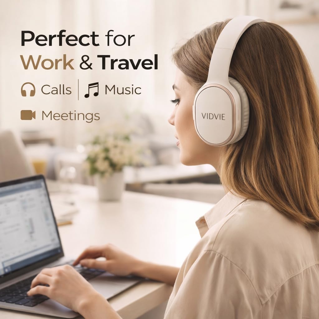 Wireless Over-Ear Headphones Bluetooth, Noise Cancelling, 24H Playtime, Deep Bass, Comfortable Foldable Headphones with Mic for iPhone & Android BBH2111