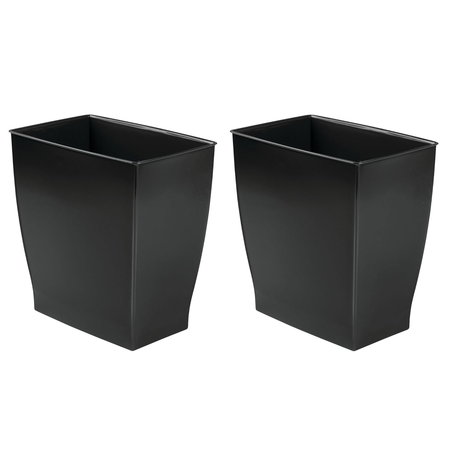iDesign Small Rectangular Bathroom Trash Cans - Set of 2 - Black Black Pack of 2