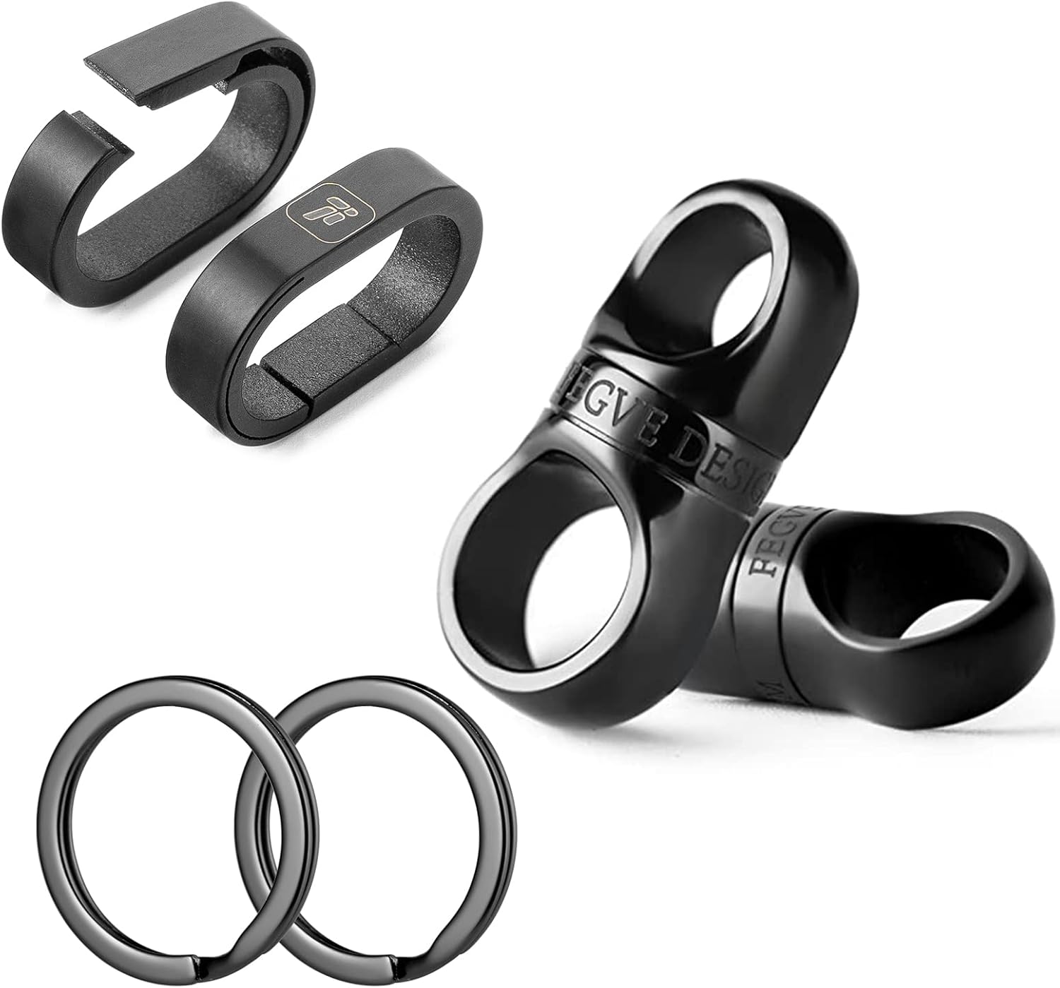 FEGVE Titanium Key Chain Rings with 2 Stainless Steel Key