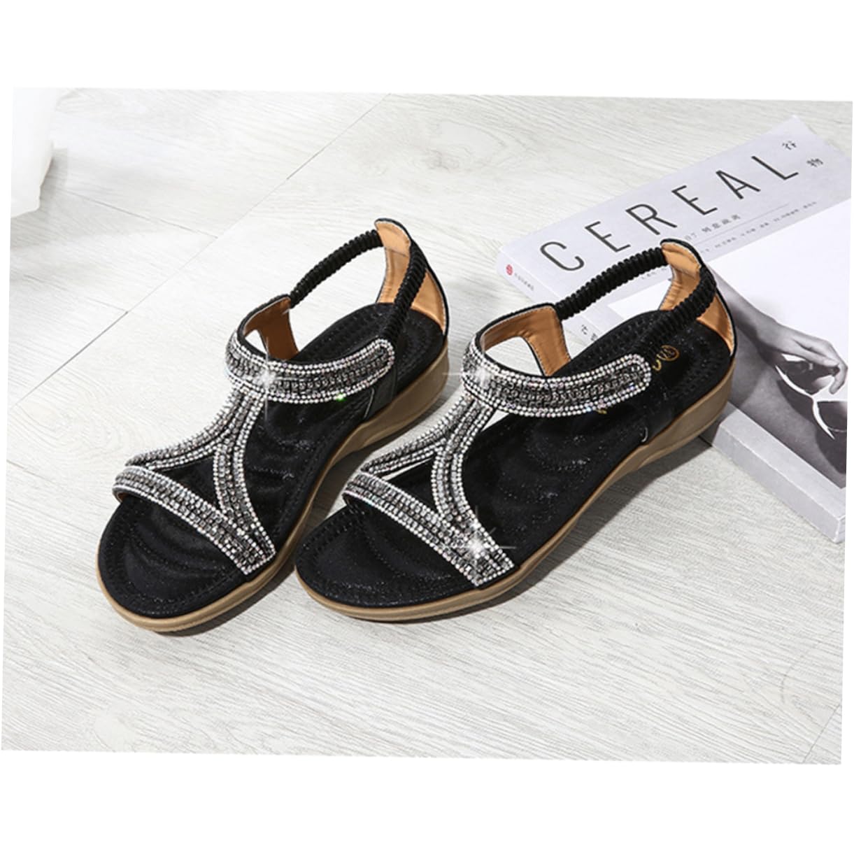 Sandali Zeppa Donna Neri, Taglia 38, Stile Fashion | Plastica, 1 Paio, Facili da Indossare e Comodi, per Party e Birthday, Vacanze Estive