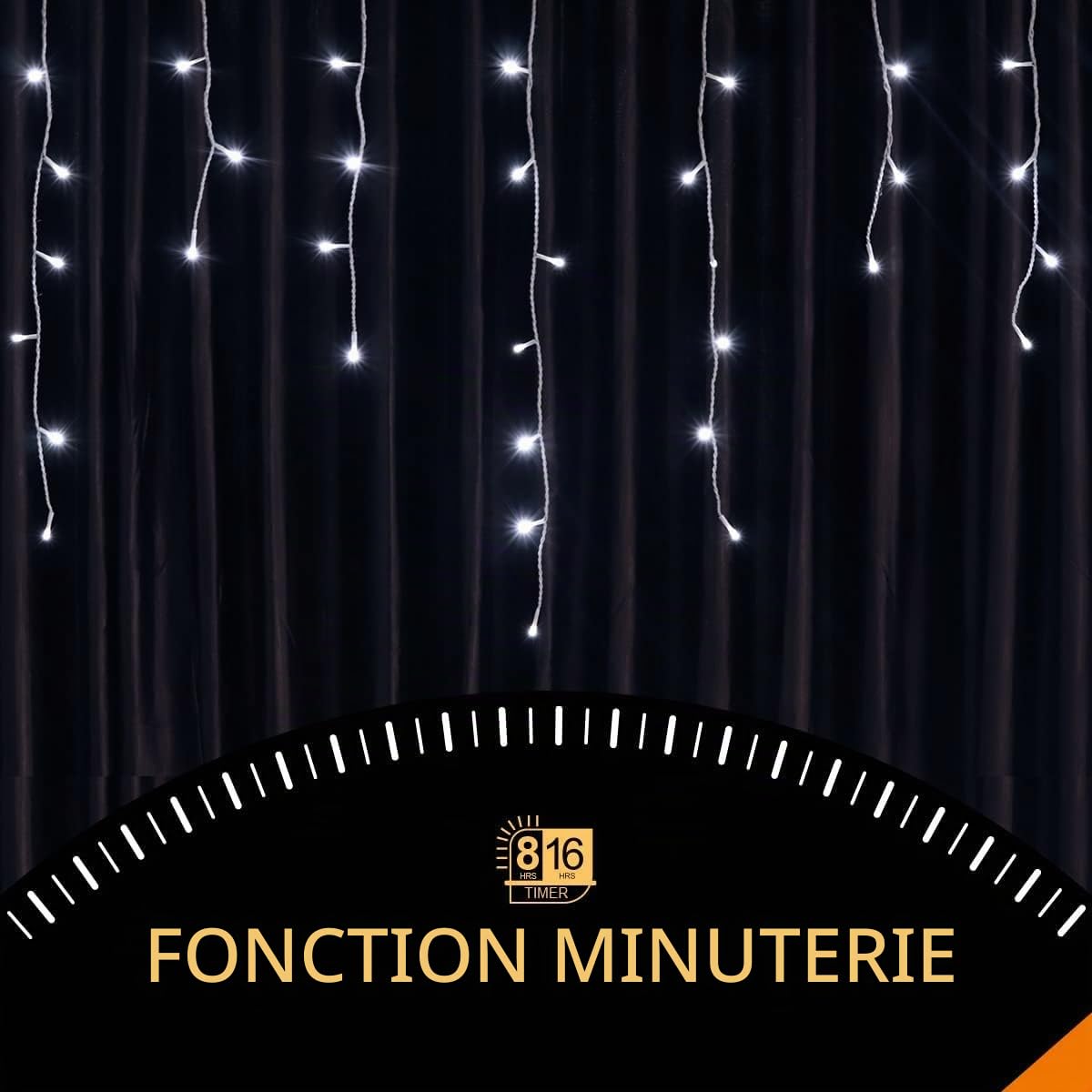 ANSIO® Guirlande Lumineuse 17.4m 500 LED Blanc Froid Guirlande Stalactite de Noel d'Extérieur et Intérieur Idéales pour Fenêtre, d’un Jardin | électrique Guirlande | Câble Transparent