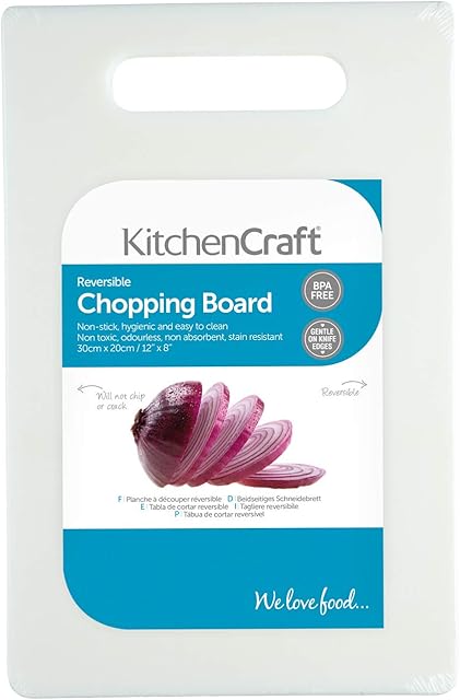 KitchenCraft KCBOARD280 Medium Chopping Board, Non Toxic Plastic, White, 30 x 20cm