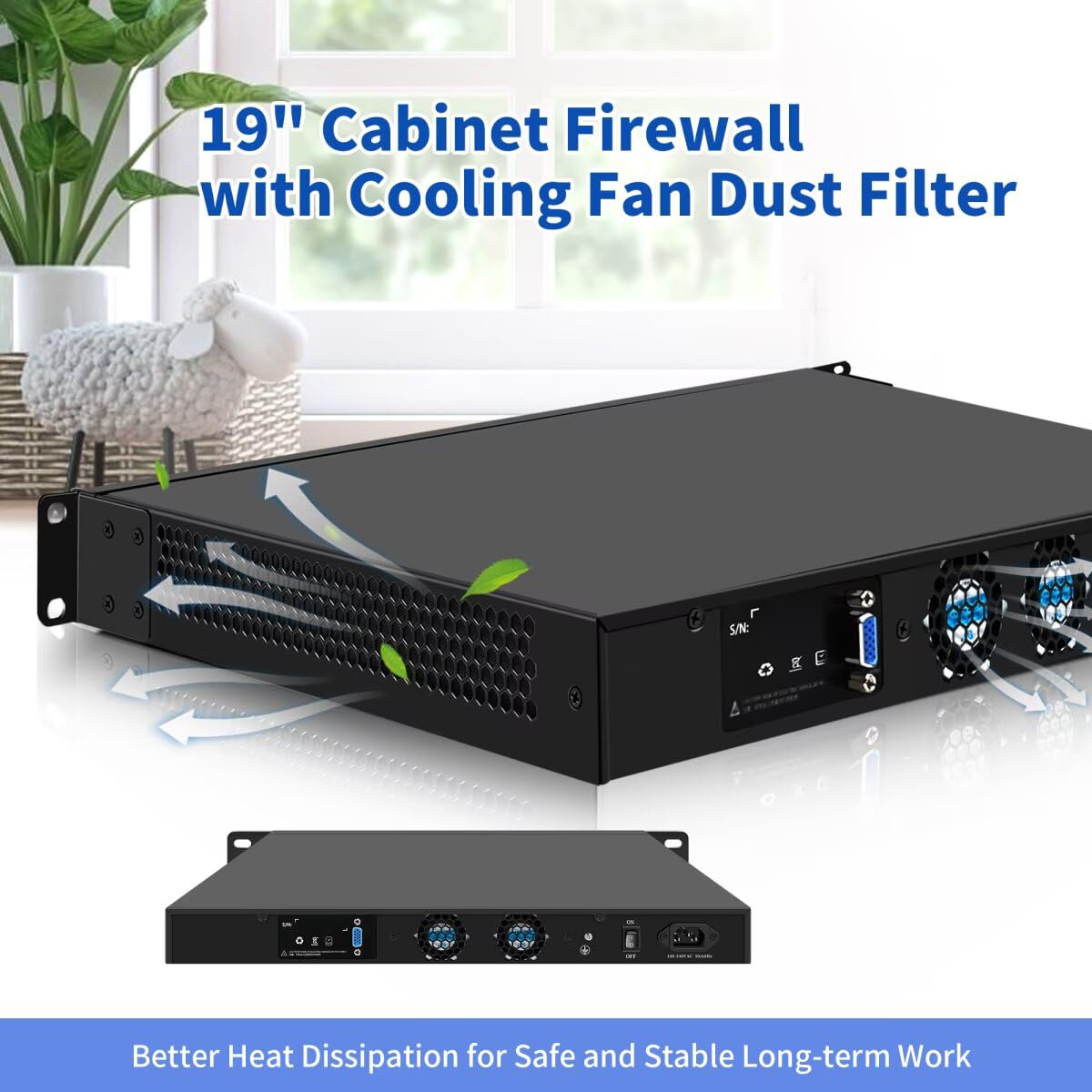 1U Cabinet Core i7 3520M Firewall Appliance 989 Network Security Industrial Control Server, 2 x 10Gigabit SFP+, DDR3 8GB RAM 128GB SSD, 6 x 2.5GbE I226v LAN, RJ45 Console OPNsense