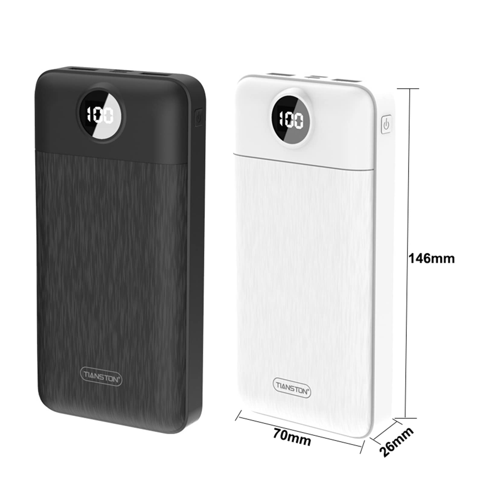 Power Bank - Cargador portátil de 20.000 mAh, batería de polímero de litio, batería externa con doble salida y doble entrada, para teléfonos y tabletas, color blanco