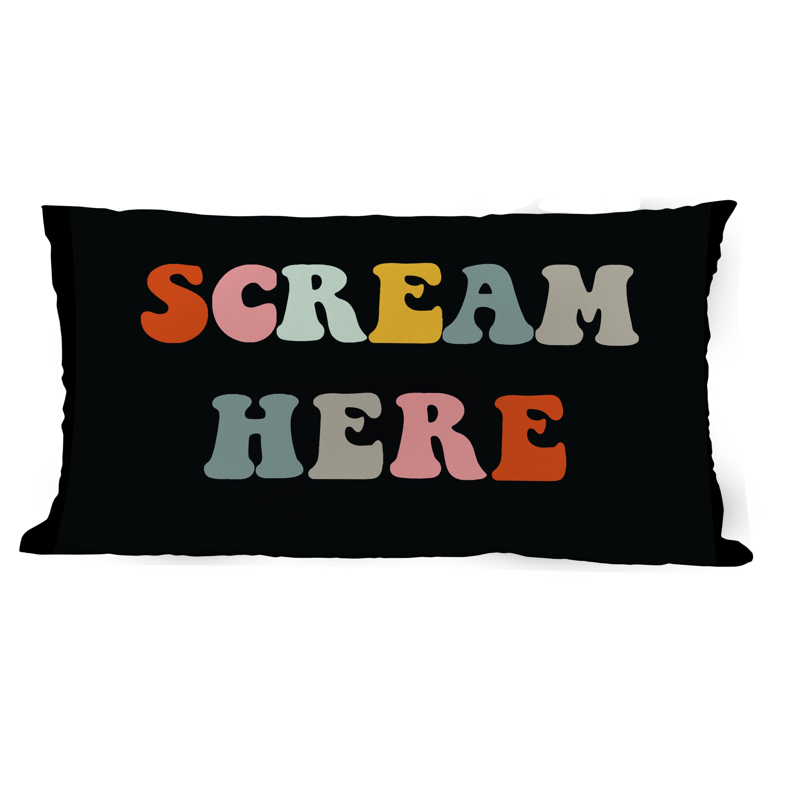 ZNGFON Scream Here Funny Weird Decor Throw Pillow Covers 12x20，Funky Throw Pillow Covers Colorful Office Decor（Colorful 01）