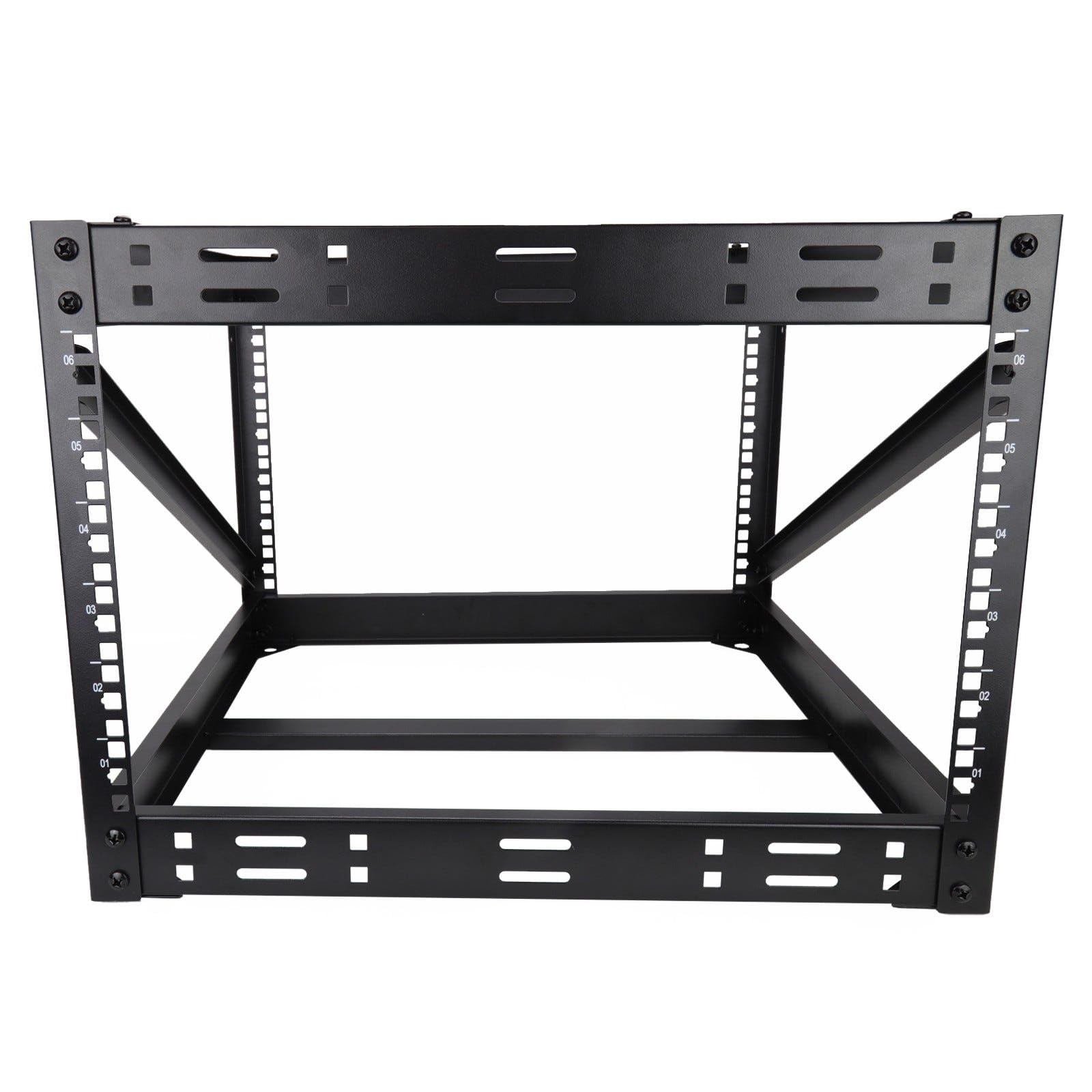 kenable Rack Abierto 19 Pulgadas 6U para Equipos de Red y Servidores - Armario de Datos Montaje en Suelo o Escritorio - Profundidad 482mm - Acero con Recubrimiento en Polvo