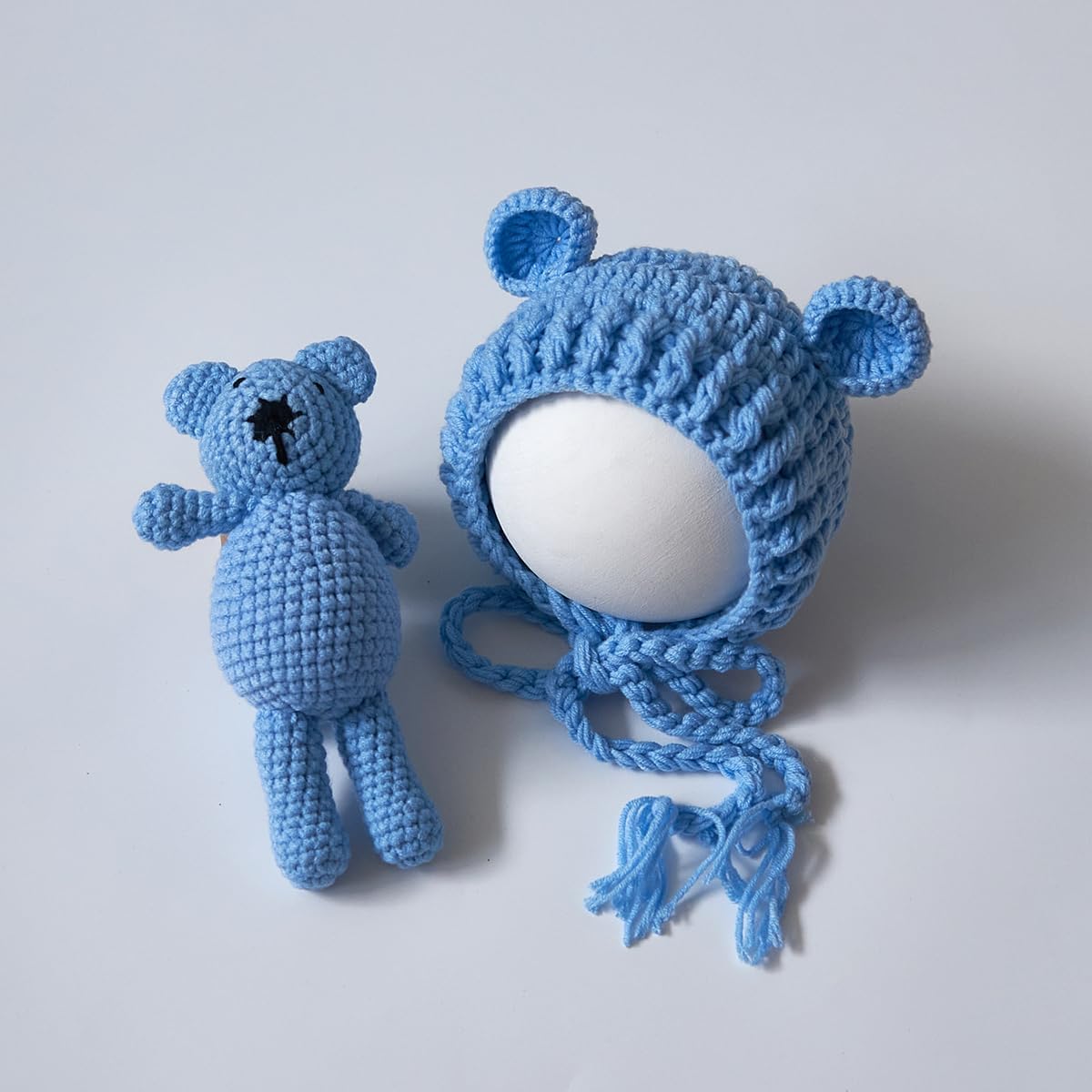 Zeroest Newborn Baby Boy Girl Photography Props Bear Hat Outfits Crochet Kint Handmade Cap Set for Newborn Photo Shoot