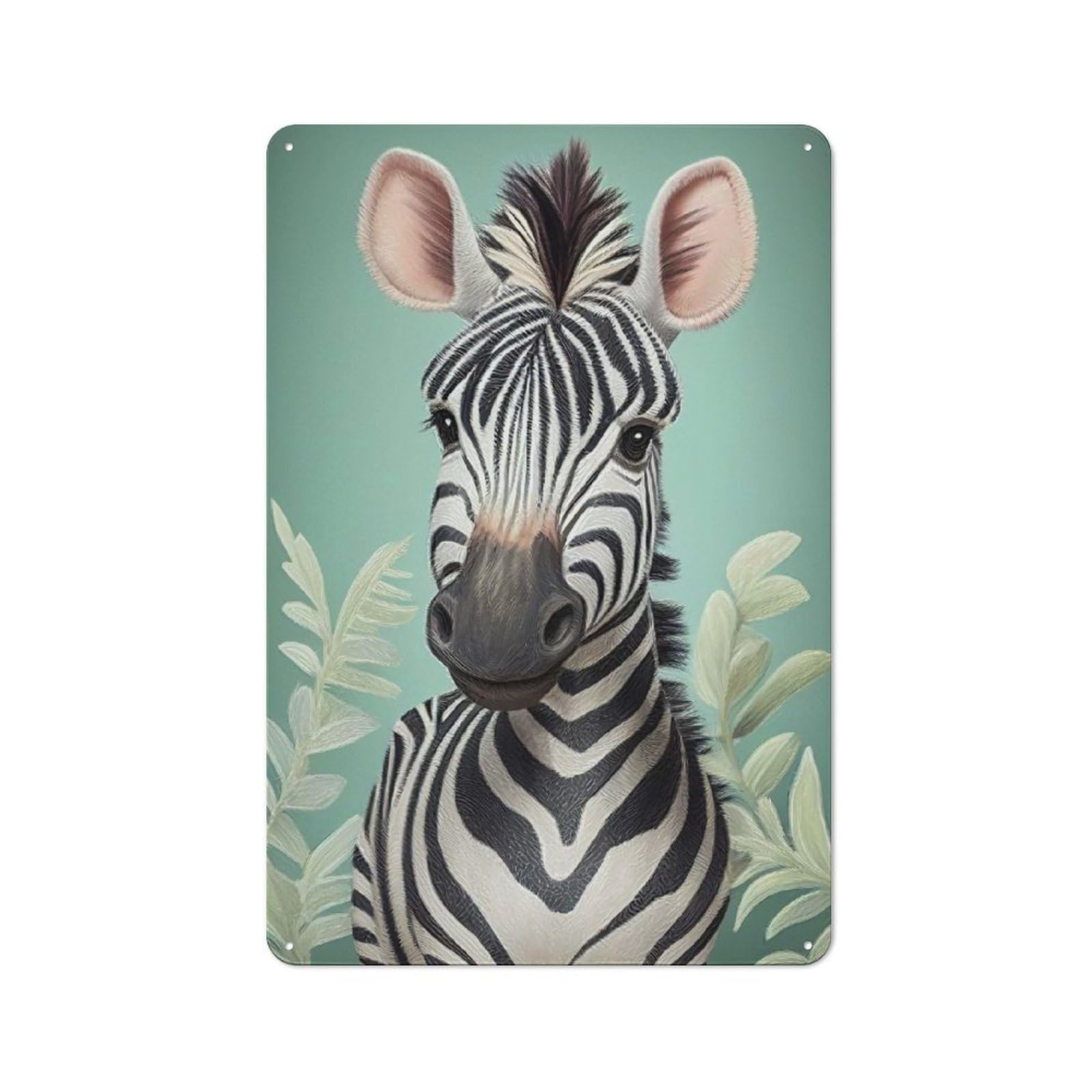 Junmoney Baby Zebra Cute Animal Metal Wall Sign 30X20cm, Retro Decor For Home Bar Wall, For Metal Sign Collectors, For Garage And Workshop Walls