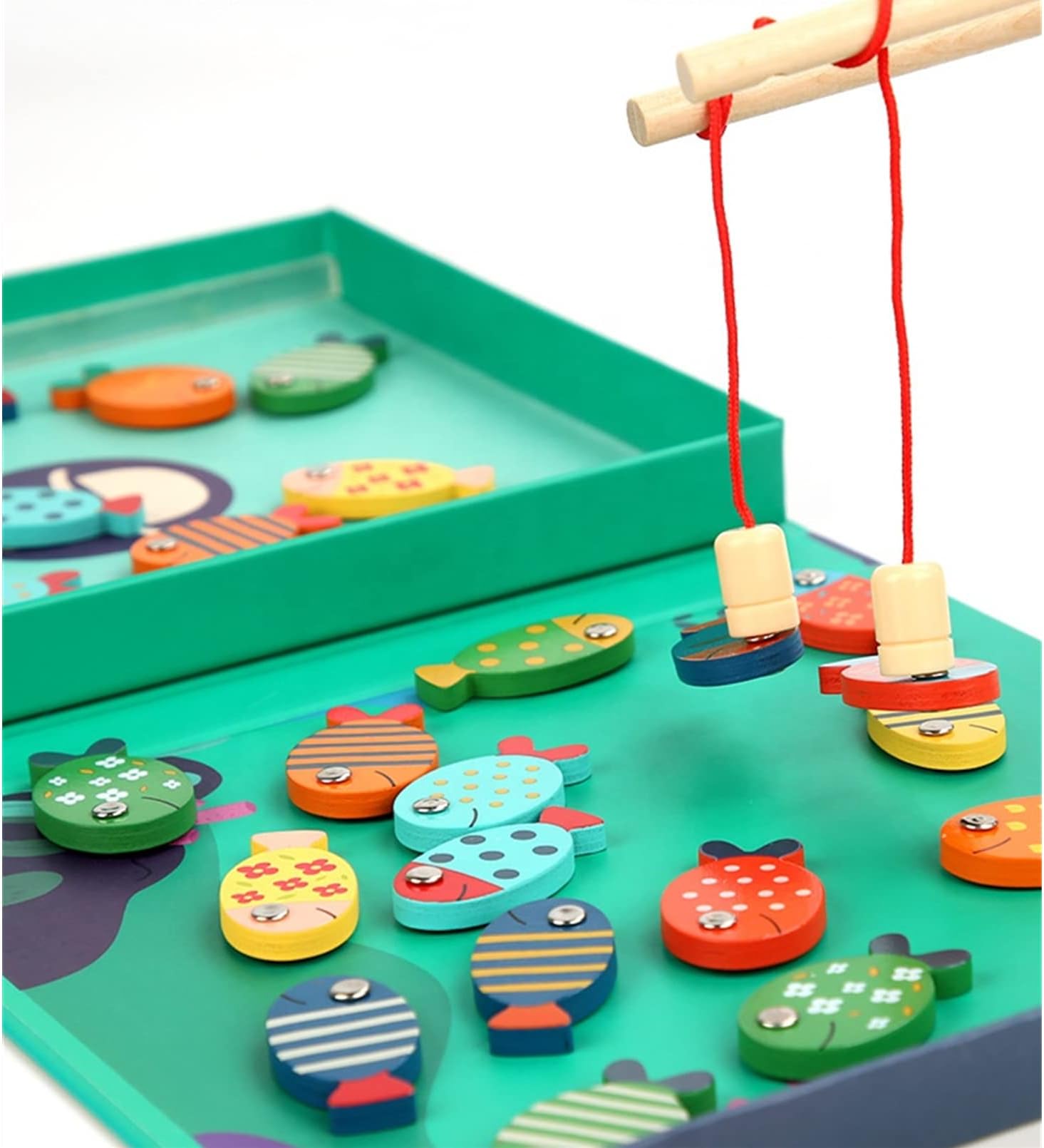 AM ANNA Magnetic Fishing Game for Toddlers, ABC Learning Letter Games for Kids with Wood Toy Fishing Poles & Fish,Magnetic Fishing Toy Montessori Toys Gift Kids 3-5 Boys Girls