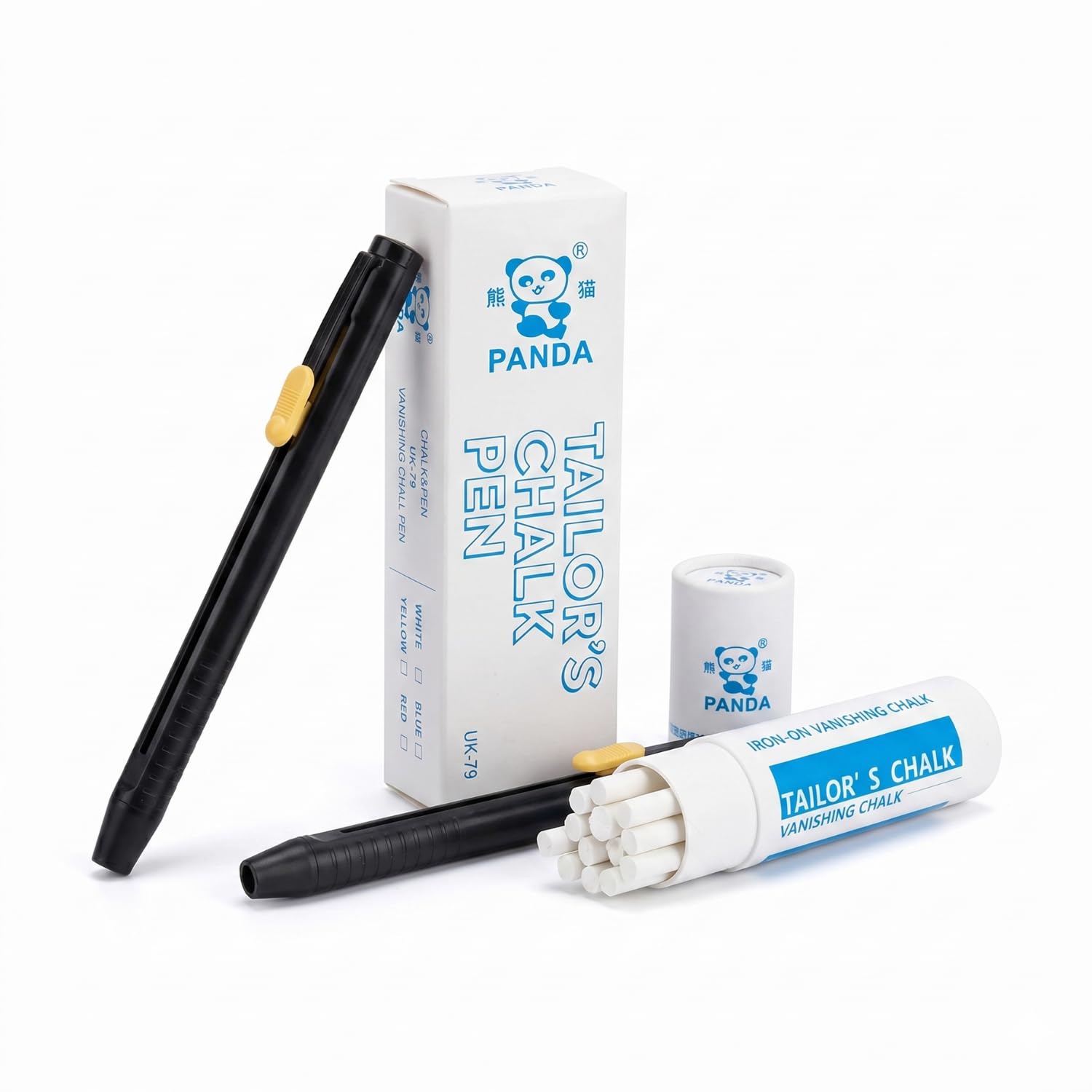Cartell Panda Tailoring Chalk Pen Set (2 Pens + 20 Refills) | Vanishing Fabric Marker Pen | Flat Chisel Tip Tailor Chalk | Sewing, Embroidery & Dress Making Tool-image-37