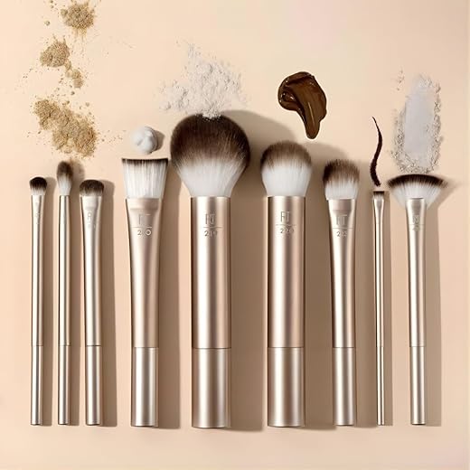 Kit Pincéis de Maquiagem Profissional 9 Peças Pincéis para Base, Pó, Corretivo e Olhos Cerdas Macias para Acabamento Perfeito, PREMIUM