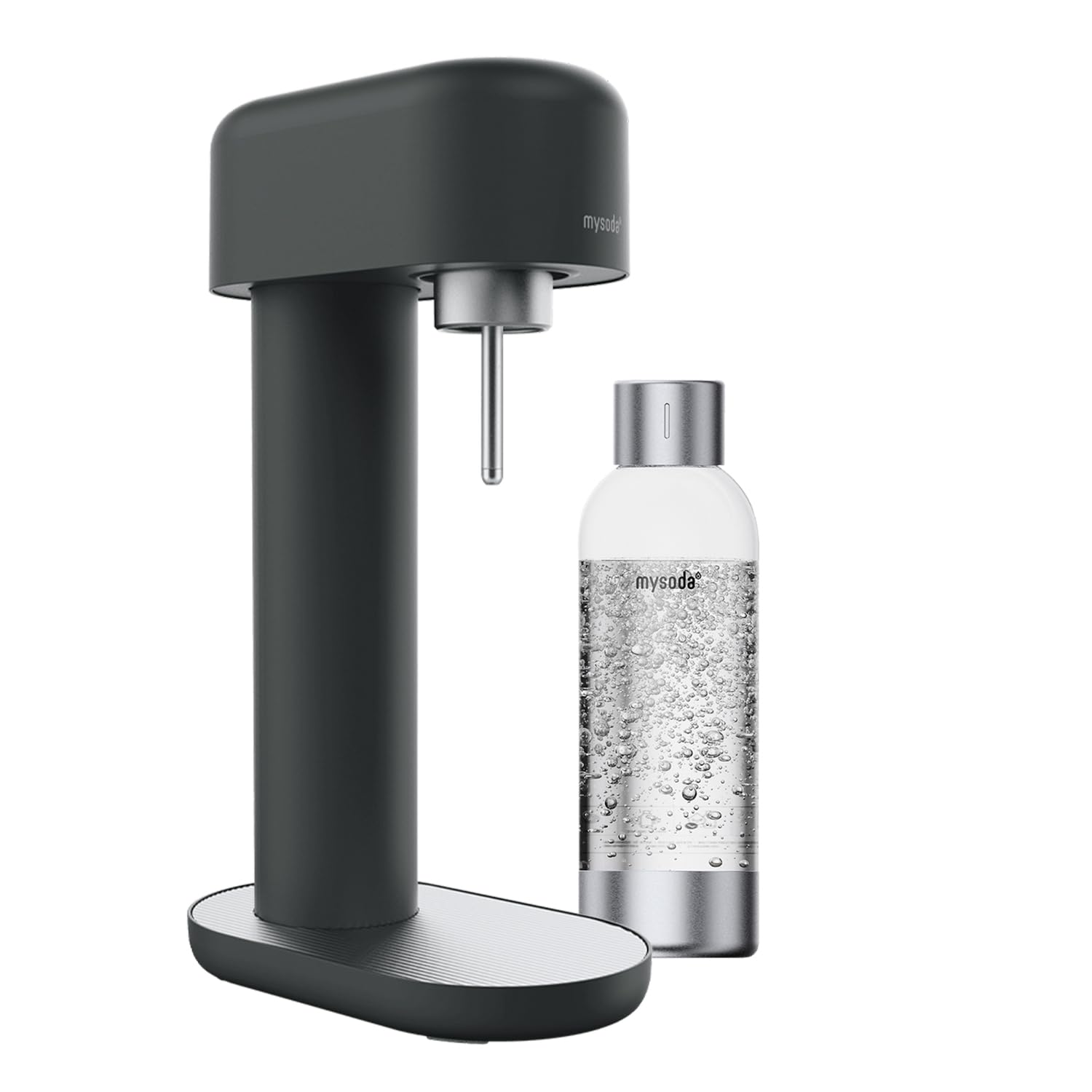 Mysoda Ruby 2 - Machine à eau pétillante design avec une bouteille d'eau en PET (sans cylindre de CO2) - Noir-Argent
