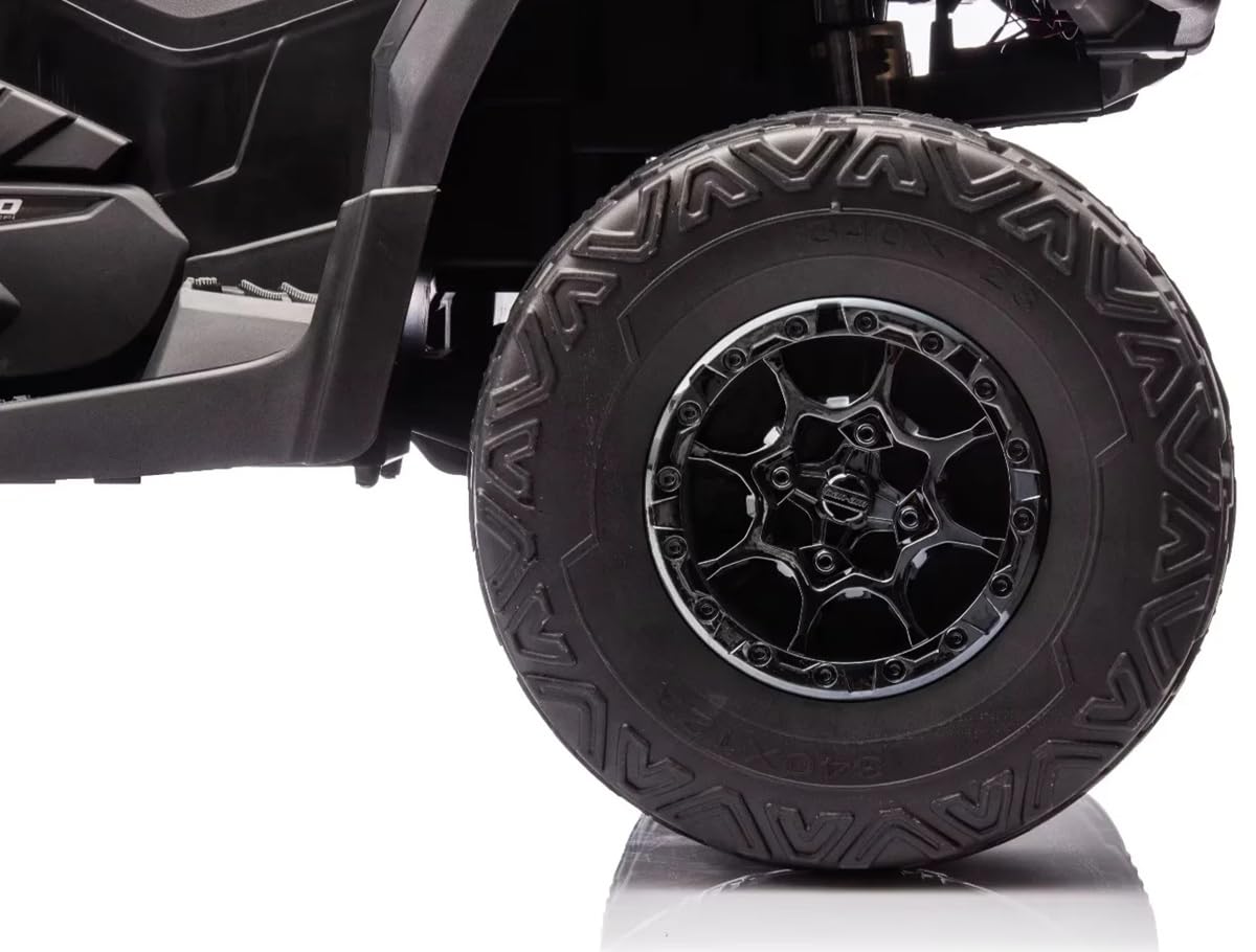 Playhouse Quad Outlander 4x4 24V - 800 WAT, Bluetooth, FM-Radio, Ledersitz, 2 Stoßdämpfer, Eva Räder, 24V 7ah, Kinderauto Kinderfahrzeug Kinder Elektroauto (Schwarz)
