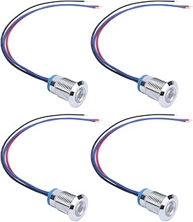 4 Conjuntos LED Redondos Prefabricados, 12mm 3-6V Cathod Common Cathod 2 Color Agua a Prueba de Agua Luces Indicadoras (Azul rojo)