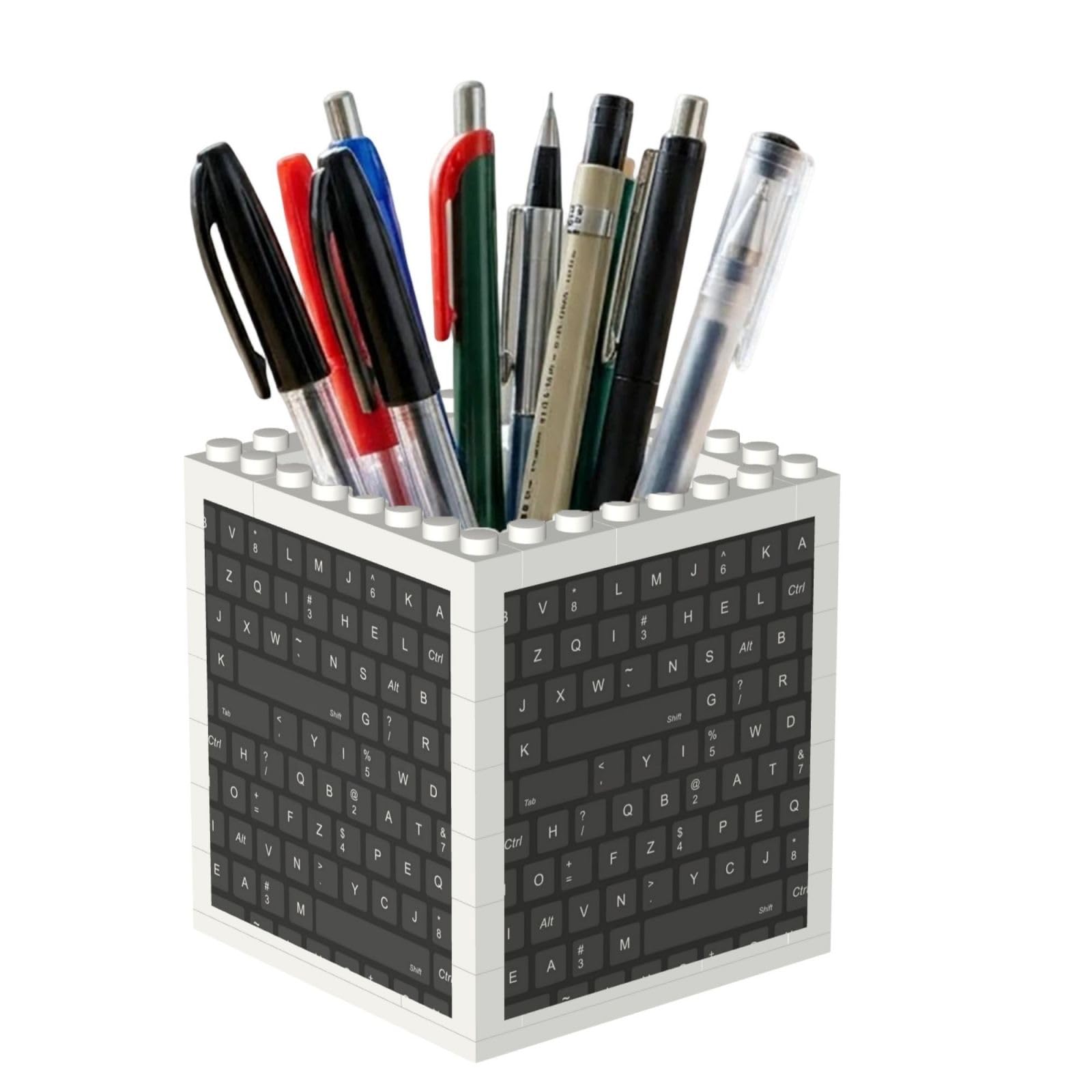 Poadnly Computer Keyboard Background, Pen Pot Pencil Holder for Office Home School, Compact Desk Organiser for Office Stationery
