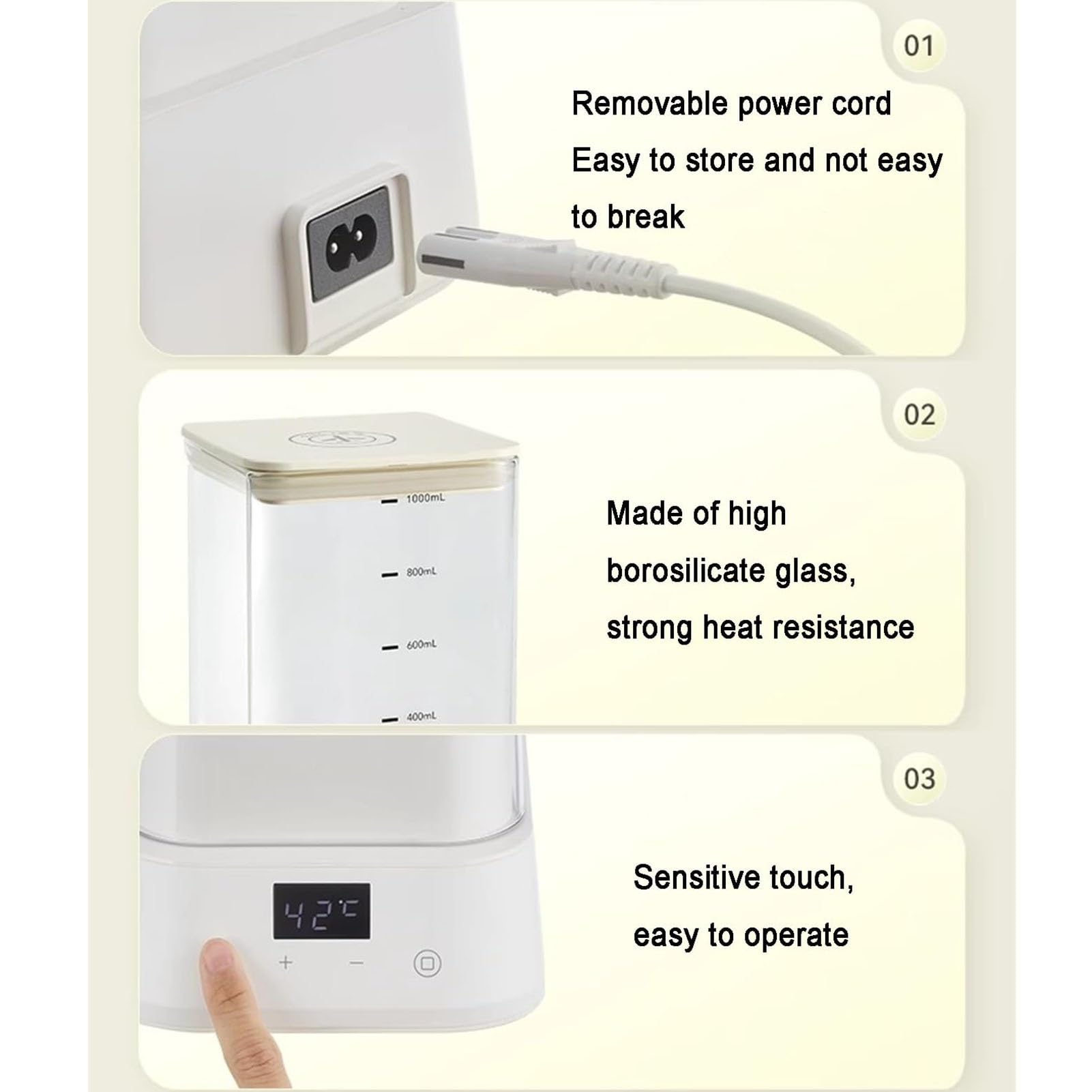 Yogurtera Automática1L,Temporizador 1-99 H,Control Temperatura NTC 28-80℃