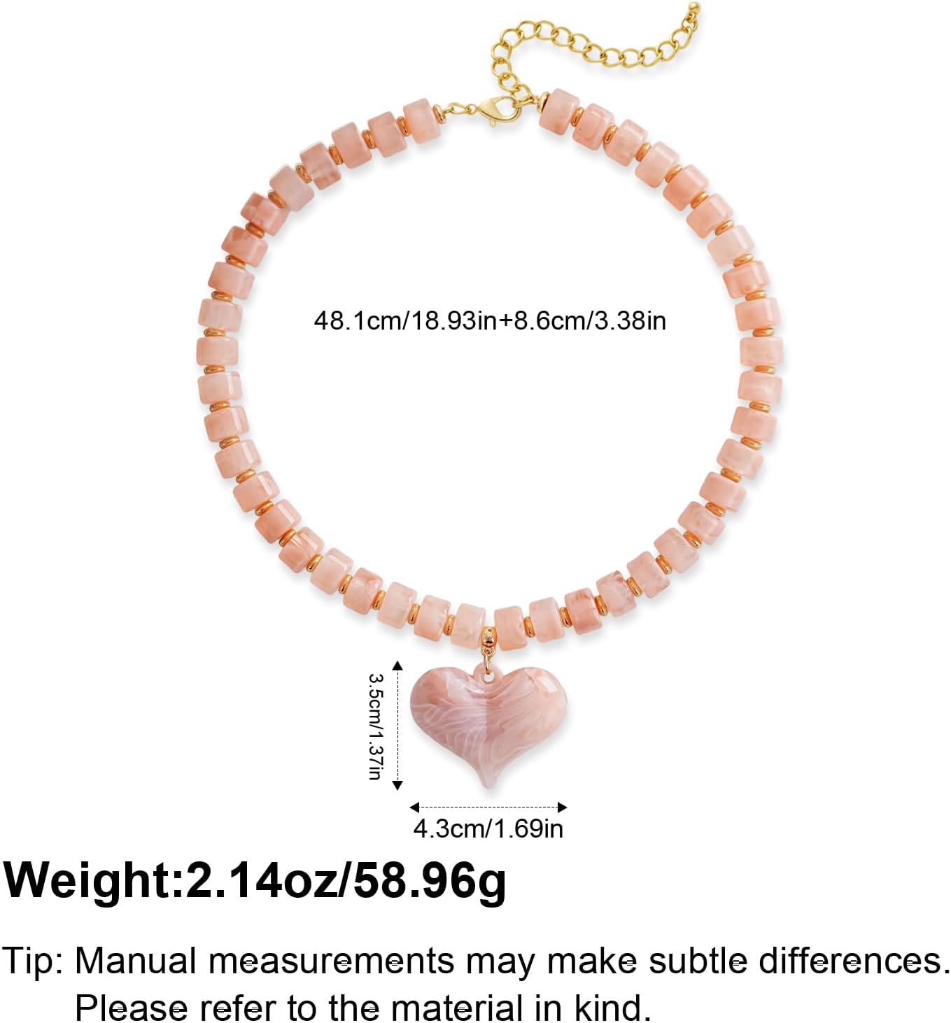 Chunky Heart Necklace for Women Resin Beads Puffy Heart Pendant Necklace Y2K Style Statement Lightweight Acrylic Jewelry - Image 5