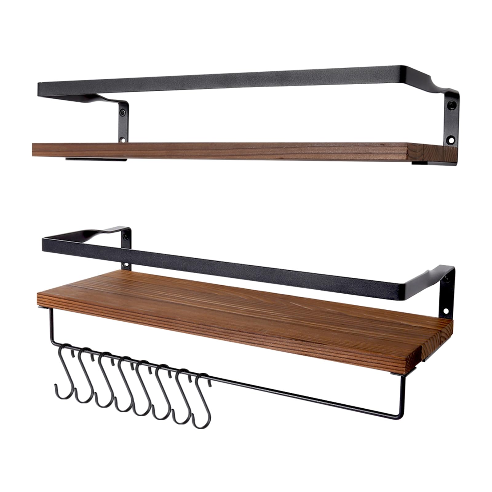 AGM Floating Shelves for Wall Mounted Shelf, 2pcs Kitchen Wooden Shelves
