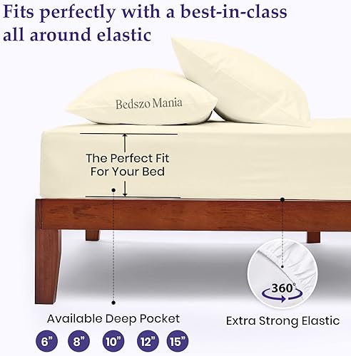 Miniatura 6 de Universal V Berth - Juego de sábanas de 4 piezas, ropa de cama de 1000 hilos, suave y sedoso, algodón egipcio, rayas plateadas, se adapta a