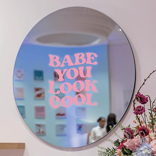 Empowering Pink Girl - Juego de 5 calcomanías coloridas para espejo de baño, dormitorio, apartamento, pared, Hello Gorgeous Stay Groovy Empowering Pink Girl - Juego de 5 calcomanías coloridas para espejo de baño, dormitorio, apartamento, pared, Hello Gorgeous Stay Groovy
