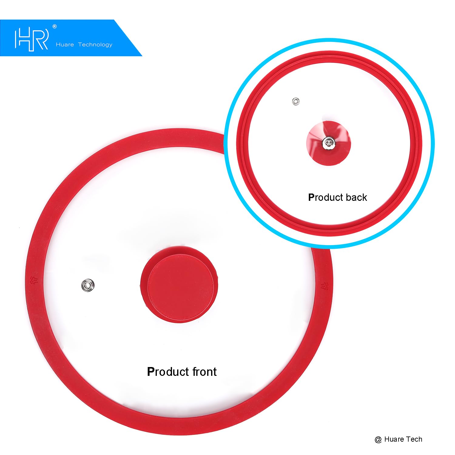 HR Huare Technology - Tapa de vidrio de silicona para olla, sartén, sartén para utensilios de cocina de 12 pulgadas, apta para lavavajillas, tapa de repuesto de vidrio templado ventilado con borde de