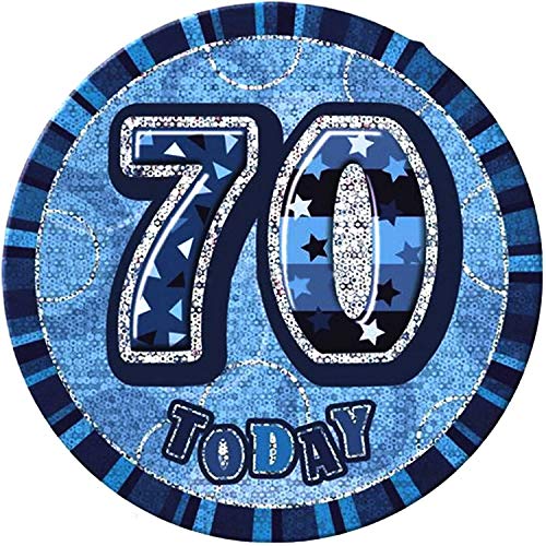 Gifts 4 All Occasions Limited SHATCHI-715 70th Badge Glitz Black Birthday Decorations Unisex Party Supply