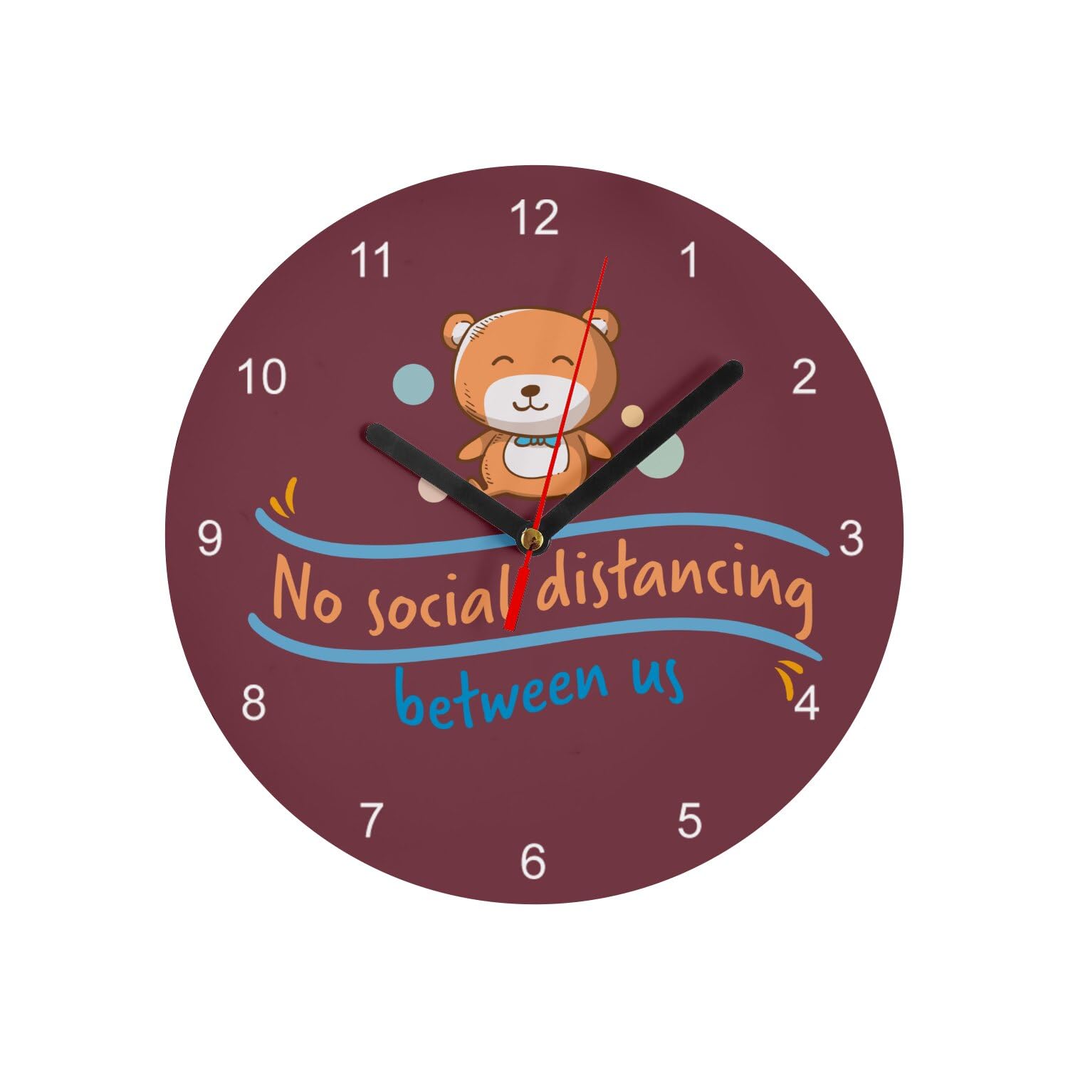 Horloge Murale en Verre Fine Horlogerie Décorative Teddy Bear Rouge