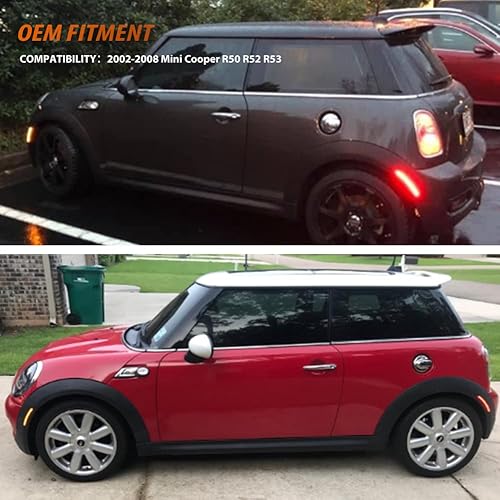 Vista 6 de ADIIL Luces de marcador laterales de parachoques delantero y trasero con luz LED ámbar/roja, lente transparente compatible con MINI Cooper R50 R52