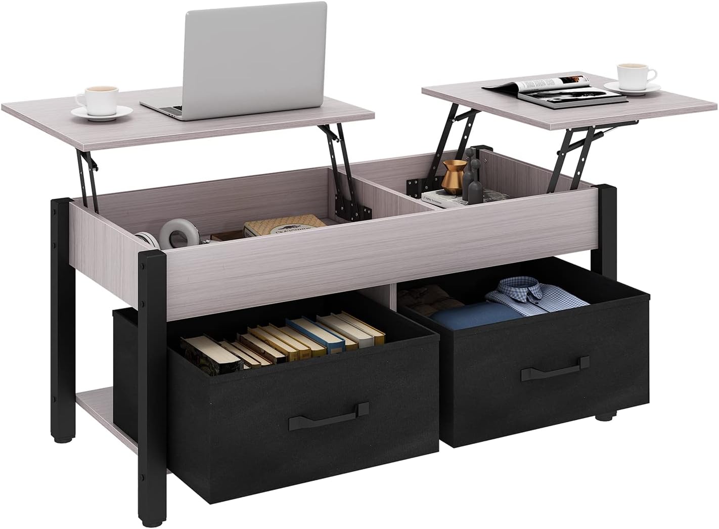 Rxicdeo 2 Way Lift Top Coffee Table with Storage, Hidden