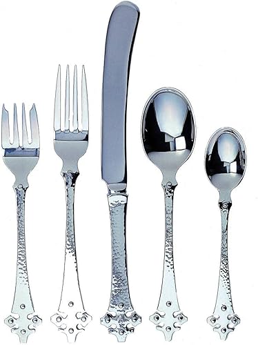 Ginkgo International Celtic - Juego de cubiertos de 20 piezas con acabado martillado inoxidable 18/10, servicio de cubiertos para 4