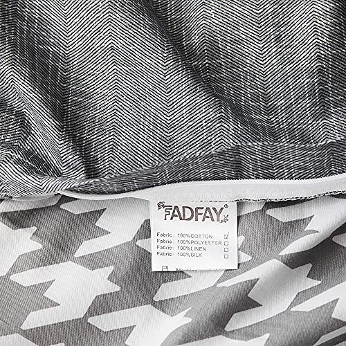 Fadfay Grey Grid Duvet Cover Set 100% Cotton Super Soft Plaid Bedding Reversible Gingham Geometric Checker Bedding Set With Zipper Closure 3Pcs, 1Duvet Cover + 2Pillowcases, King/California King Size #TOP7