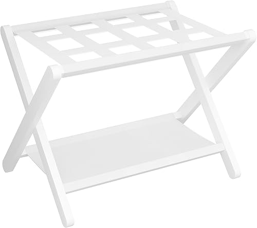 Miniatura 11 de Heybly Portaequipajes, soporte plegable para maleta con estante de almacenamiento, soporte de equipaje con 5 correas de nailon para habitación de