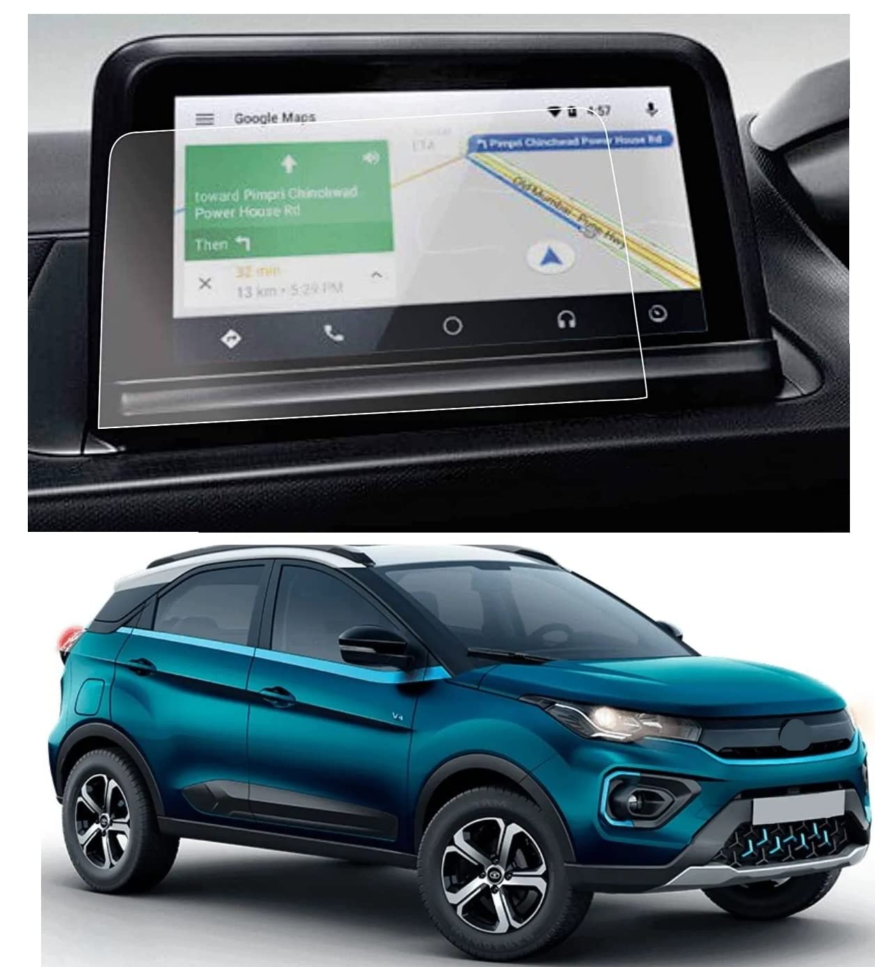 KACA "Company Fitted Infotainment & Navigation System Screen Guard Compatible with TA-TA Nexon Kaziranga XZ Plus (7 inch) (Glossy :1)